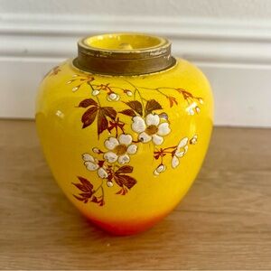 RARE Vtg Japanese‎ Satsuma Yellow Cloisonné Enamel Ginger Jar, Tea Caddy, Signed